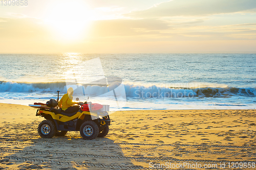 Image of Lifeguard baggi beach. Nazare, Portugal