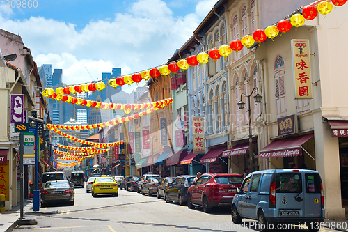 Image of Decorated Chinatown street in Singapore