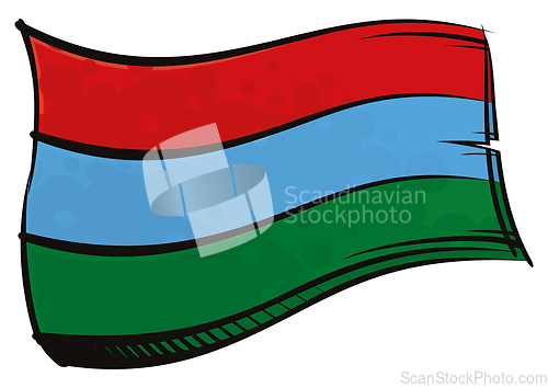 Image of Painted Karelia flag waving in wind