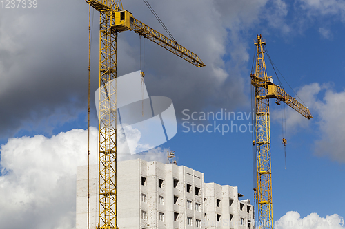 Image of yellow construction cranes