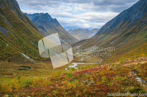 Image of autumn colors in a valley in the mountains