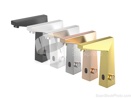 Image of Bathroom automatic sensor faucets with different colors and mate