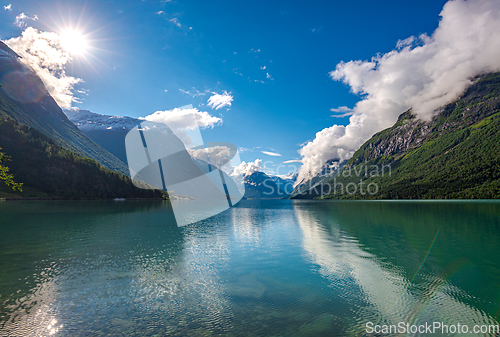 Image of Beautiful Nature Norway natural landscape. lovatnet lake Lodal v