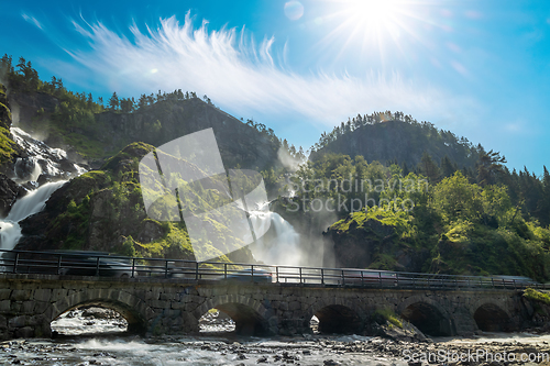 Image of Latefossen is one of the most visited waterfalls in Norway and i