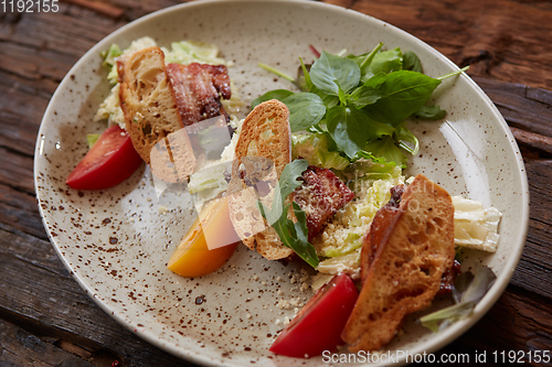 Image of Fresh healthy Classic Caesar salad on plate