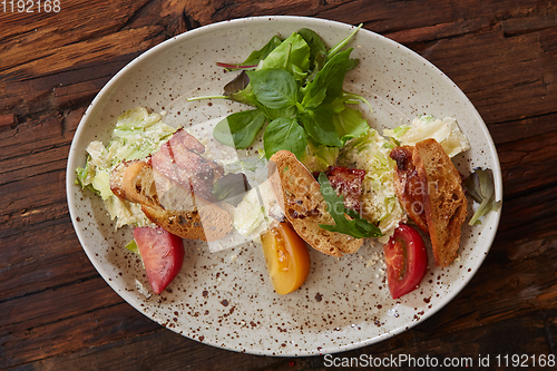 Image of Fresh healthy Classic Caesar salad on plate