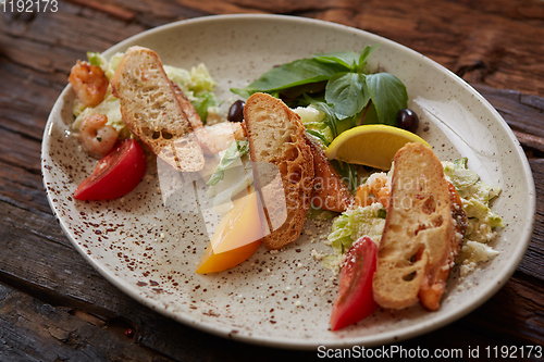 Image of Fresh healthy Classic Caesar salad on plate