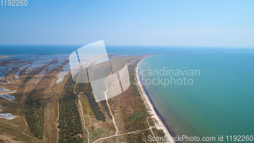 Image of aerial view, Ngorongoro crater, natron lake, Tanzania, Africa.