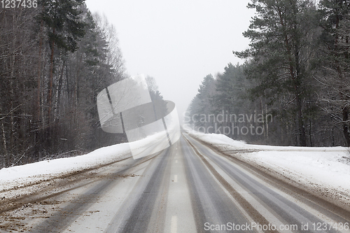 Image of Winter landscape on the road