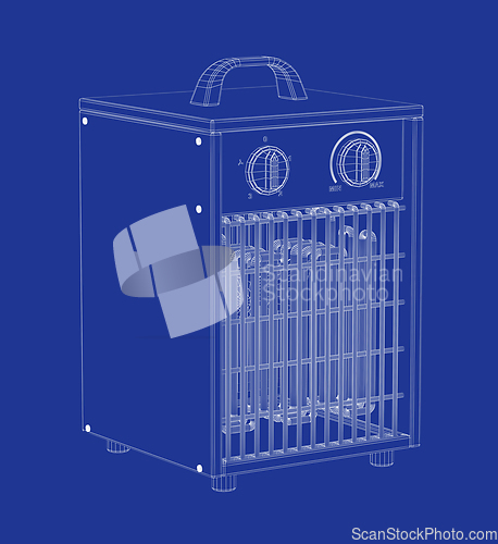 Image of 3D model of industrial fan heater
