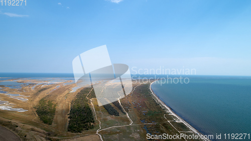 Image of aerial view, Ngorongoro crater, natron lake, Tanzania, Africa.