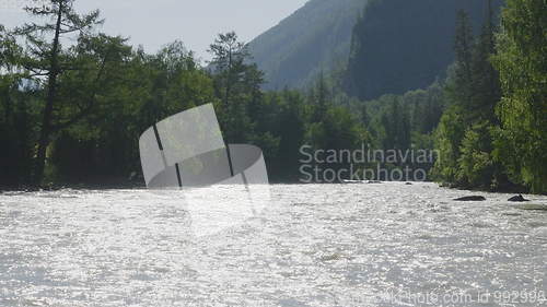 Image of Waves, spray and foam, river Katun in Altai mountains. Siberia, Russia