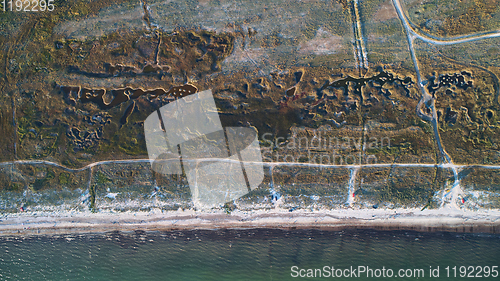 Image of aerial view, Ngorongoro crater, natron lake, Tanzania, Africa