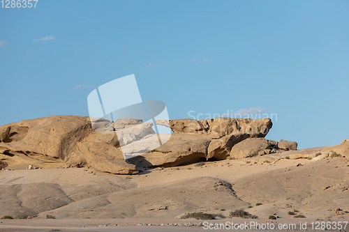 Image of Rock formation in Namib desert in sunset, landscape