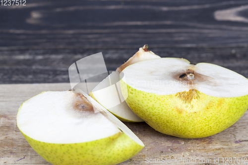 Image of cut large ripe pear