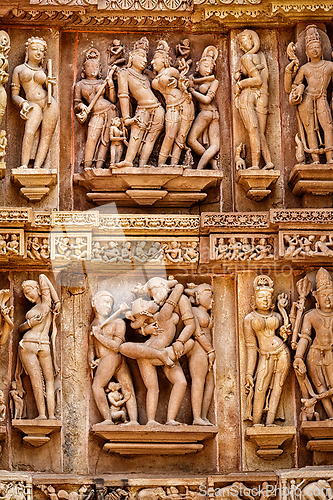 Image of Famous erotic stone sculptures of Khajuraho