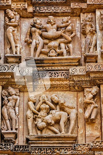 Image of Famous erotic stone sculptures of Khajuraho