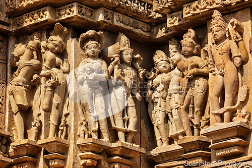 Image of Famous stone carving sculptures of Khajuraho