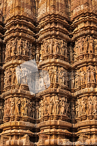 Image of Famous stone carving sculptures of Khajuraho