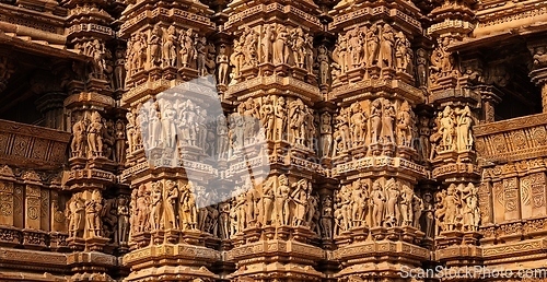 Image of Famous stone carving sculptures of Khajuraho