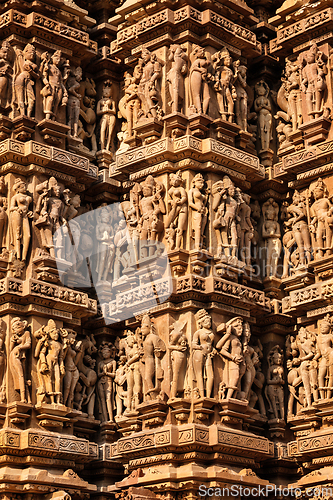 Image of Famous stone carving sculptures of Khajuraho