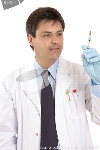 Image of Medical practitioner with syringe needle