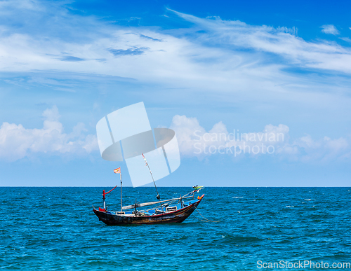 Image of Fishing boat in sea. Mui Ne, Vietnam