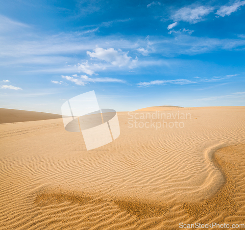 Image of White sand dunes on sunrise, Mui Ne, Vietnam