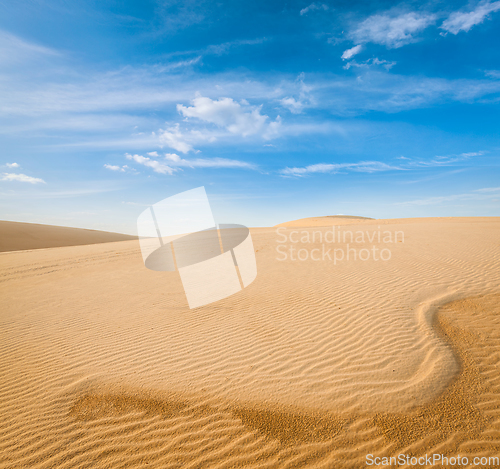 Image of White sand dunes on sunrise, Mui Ne, Vietnam