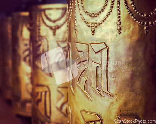 Image of Buddhist prayer wheels