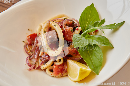 Image of Seafood Salad with Shrimps and Squid Rings