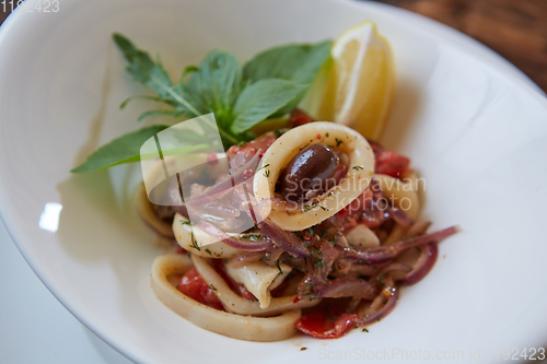 Image of Seafood Salad with Shrimps and Squid Rings