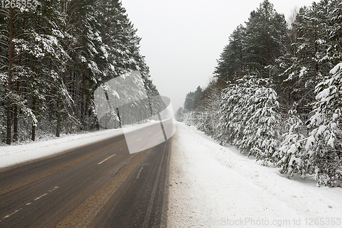 Image of Winter landscape on the road