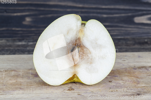Image of cut large ripe pear