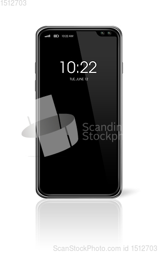 Image of All-screen black smartphone mockup isolated on white. 3D render