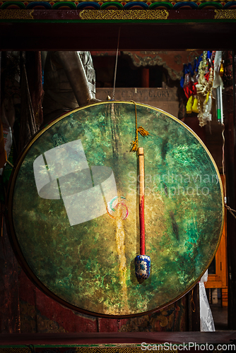 Image of Ritual drum in Hemis monastery. Ladakh, India