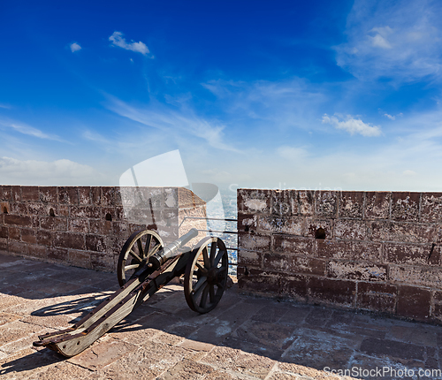 Image of Old canon in Mehrangarh Fort, Jodhpur, Rajasthan, India