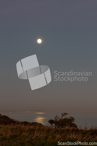 Image of Full Moon Over Sea Near Eastbourne