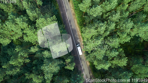 Image of Top View of Rural Road. Sunny day.