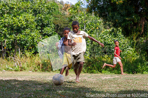 Image of Malagasy children play soccer, Madagascar