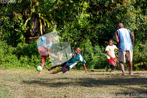 Image of Malagasy mans play soccer, Madagascar