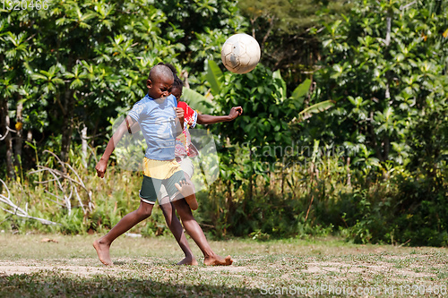 Image of Malagasy children play soccer, Madagascar