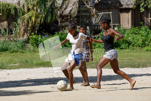 Image of Malagasy children play soccer, Madagascar