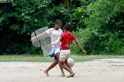 Image of Malagasy children play soccer, Madagascar