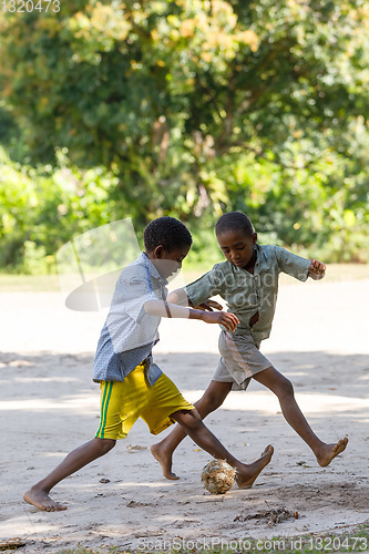 Image of Malagasy children play soccer, Madagascar