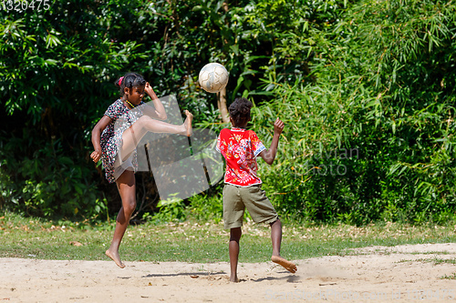 Image of Malagasy children play soccer, Madagascar