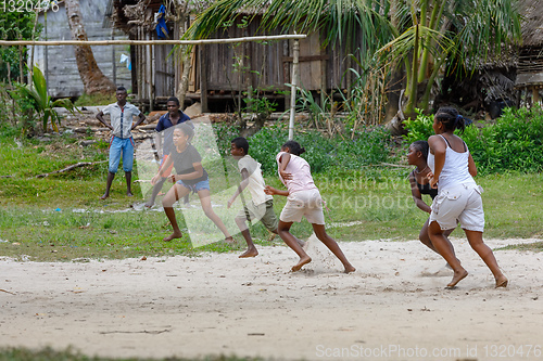 Image of Malagasy children play soccer, Madagascar