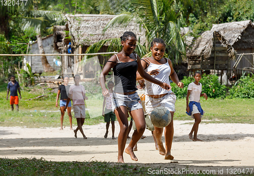 Image of Malagasy children play soccer, Madagascar