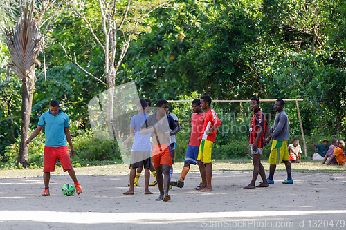 Image of Malagasy mans play soccer, Madagascar