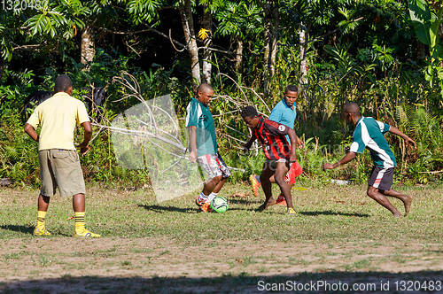 Image of Malagasy mans play soccer, Madagascar
